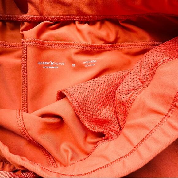 NEW OLD NAVY Rust Orange PowerSoft Workout Gym Running Mini Drawstring Shorts M - Picture 10 of 14